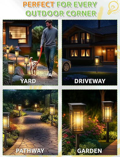 4 Pack Solar Lights Outdoor Waterproof - Solar Powered Outdoor Lights for Patio Yard Pathway Walkway Lawn Garden Decor Landscape Lighting Solar Lights Outdoor