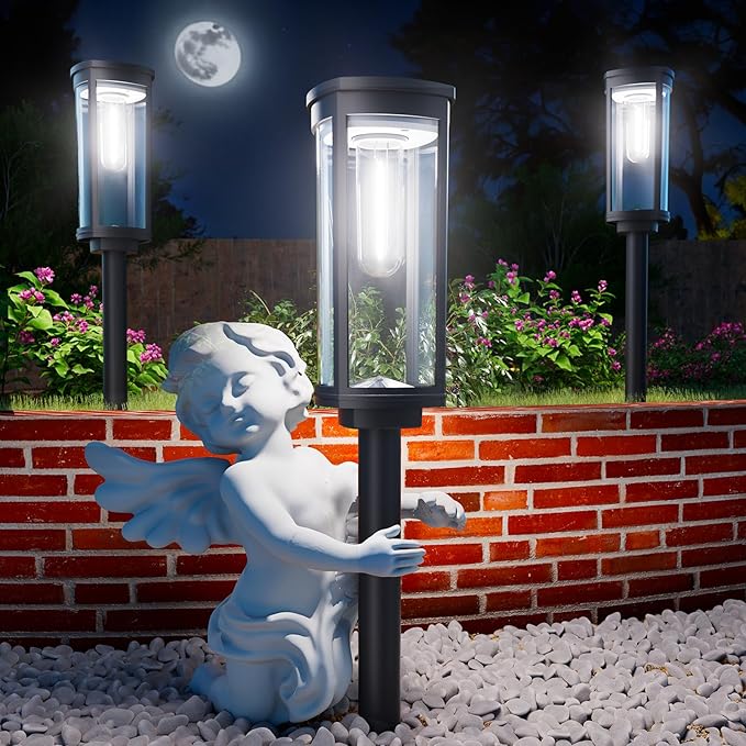 Solar Pathway Lights Outdoor Powered Waterproof 8 Pack Upgraded Solar Walkway Landscape Lighting Outside Driveway Light,Auto Dusk to Dawn On/Off for Yard Lawn Patio Decor (Cool White)