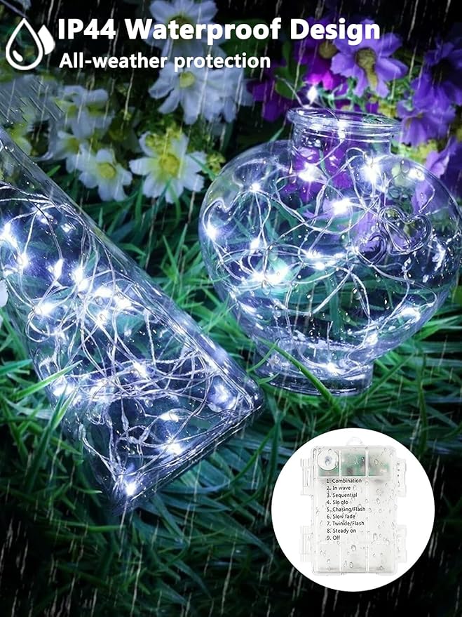 4-Pack 33ft Christmas LED String Lights, Waterproof Timer Lights