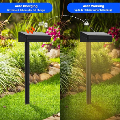 Solar Pathway Lights Outdoor, 8 Pack Bright Solar Lights Outdoor Waterproof, Auto On/Off 2-in-1 Fence & Garden Landscape Lighting with 10 Color Modes for Yard Path Lawn Walkway Driveway Decor