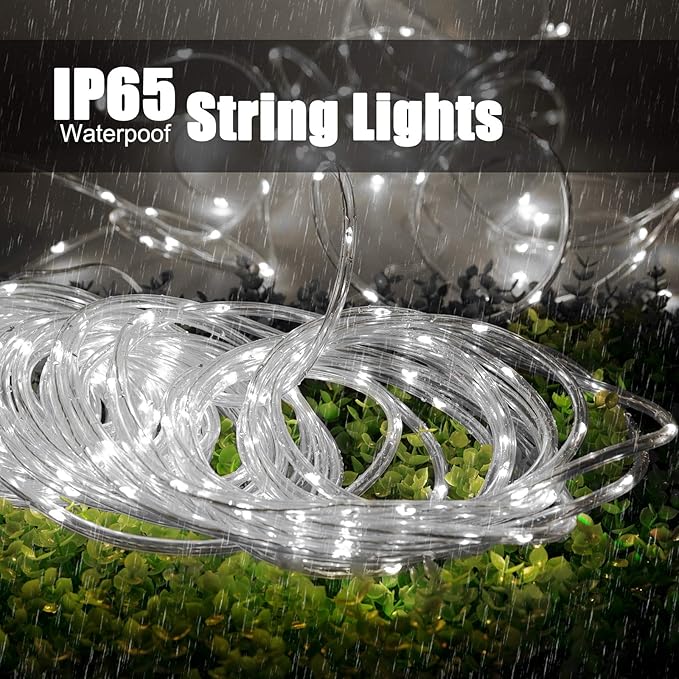 Pure White Christmas Lights, 72ft LED Timer