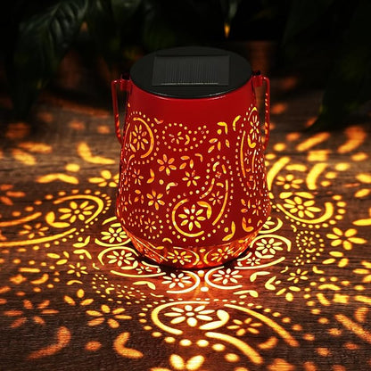 Solar Lanterns 4 Pack Outdoor Waterproof Solar Lights, Mothers Day Gifts for Women Garden Decor LED Hanging Solar Powered Decorative Lantern with Handle for Outside Patio Yard Table Fence