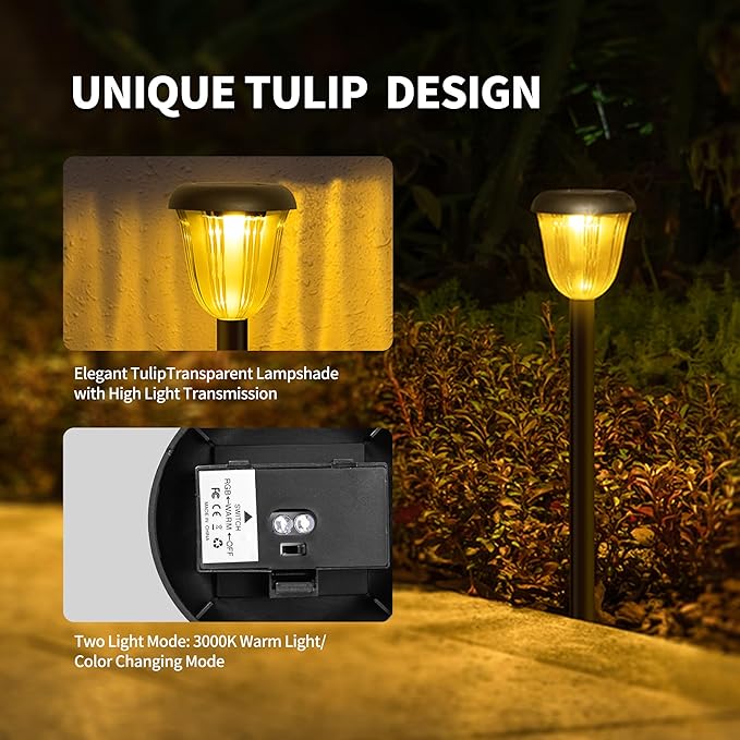 8-Pack Solar Path Lights, Outdoor Yard LED