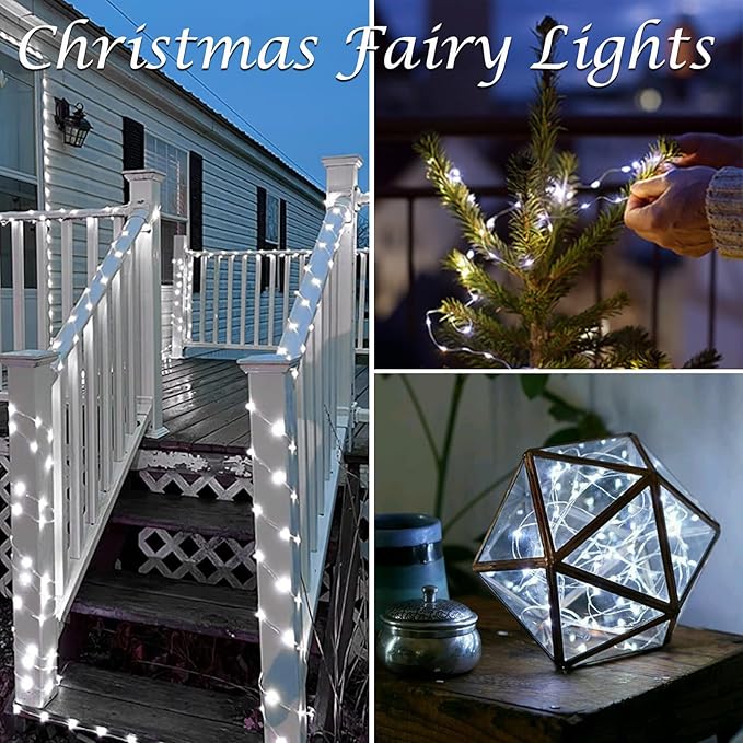 6 Pack Christmas Fairy Lights Battery Operated with Timer, Each 20FT 60LED String Lights Outdoor Indoor, Cuttable Battery Twinkle Light for Bedroom Home Wedding DIY Christmas Decorations (Cool White)