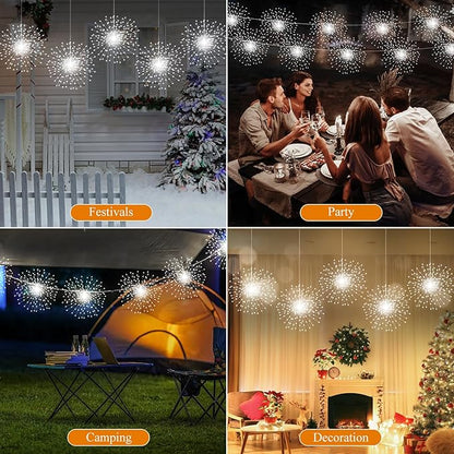 5 Pack 1000 LED Plug in Firework Lights Starburst Lights for Christmas Garden/Patio/Wedding/Party/Bedroom Outdoor or Indoor Decor，Waterproof Twinkle Light with 8 Modes(Cool White)