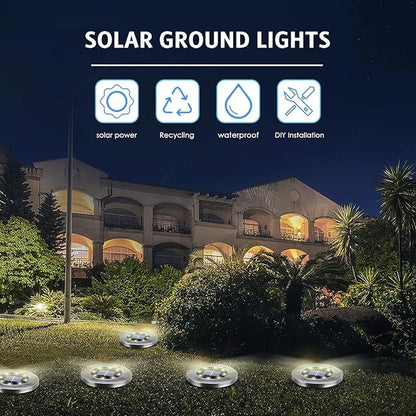 Solar Lights Outdoor Waterproof, 12 Pack Solar Ground Lights with Large Capacity Battery, High Efficiency Solar Powered Lights for Outdoor Garden, Patio, Pathway and Yard (Warm Light)
