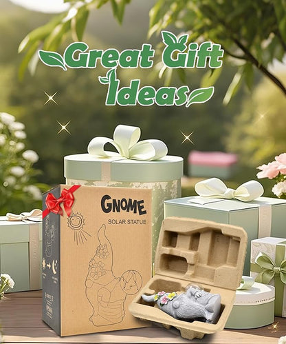 Solar Funny Garden Gnome Statue: Outdoor Sculpture Lights for Yard Lawn Porch Balcony Patio Home Decor - Mothers Day Gifts for Mom Women Grandma