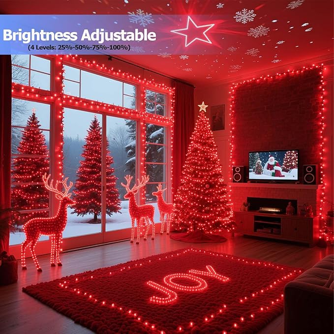 Tcamp 33ft 100LED Red Christmas Lights Battery Operated with Remote Memory Timer, 8 Modes Battery String Lights for Christmas Tree Wreath Bedroom Outdoor Indoor Decor