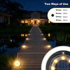 8-Pack Solar Ground Disk Lights, Warm White Waterproof LED
