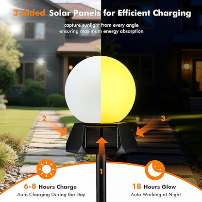 BlcTec Solar Pathway Lights Outdoor, Warm White Path Lights with 3-Sided Solar Panels, 15H Runtime, IP65 Waterproof, Auto On/Off for Patio, Garden, Lawn, Driveway, Yard, Landscape Decor, 2 Pack
