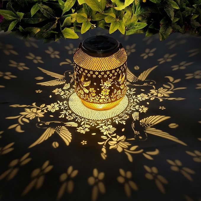 Hummingbird Solar Lanterns Outdoor Waterproof, Hummingbird Birthday Gifts for Women Mom Grandma, Metal Hanging Solar Lights Outside Decorations for Patio Porch Yard Backyard Decor