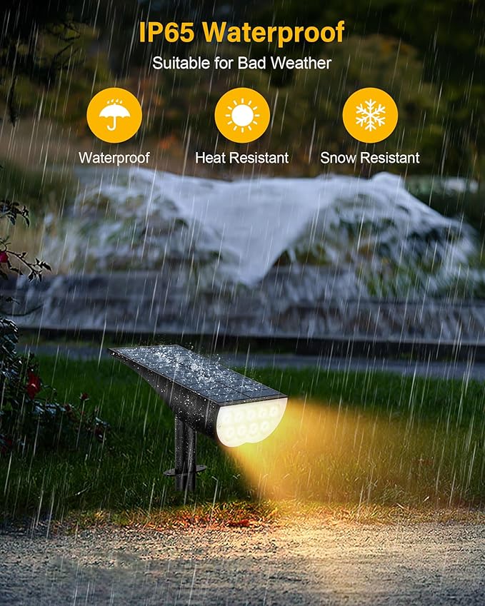 2-Pack Solar Spotlights, Waterproof Wall LED
