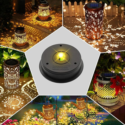 YJFWAL 1P Solar Light Replacement Top(Top Size 3.15 inch, Bottom Size 2.76 inch) LED Solar Panel Lantern Lid Lights for Lanterns Garden Patio Decor(Warm White)