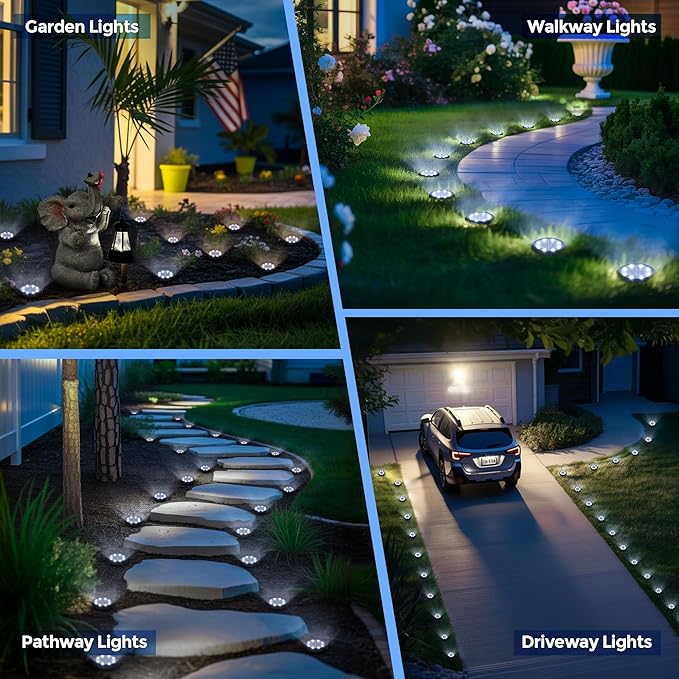 SOLPEX Mini Solar Ground Lights, 10 Pack Solar Lights Outdoor Waterproof, Landscape Lighting for Garden Pathway Driveway Walkway (Cool White)