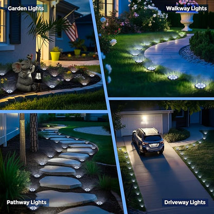 SOLPEX Mini Solar Ground Lights, 10 Pack Solar Lights Outdoor Waterproof, Landscape Lighting for Garden Pathway Driveway Walkway (Cool White)
