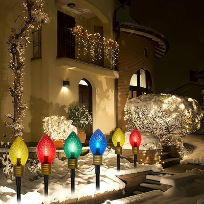 Christmas Multicolor Pathway Lights Outdoor, 7.5 Ft Strawberry Jumbo C9 Walkway Lights with 4 LED Large Bulb, Connectable Christmas Walkway Light for Winter Holiday Outside Yard Garden Lawn Decor