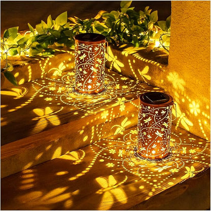 Dragonfly Solar Lanterns Outdoor Waterproof Hanging Solar Lights Dragonfly Gifts for Women Men Metal Decorative LED Lanterns for Garden Decor,Yard,Patio,Lawn,Tabletop,Pathway