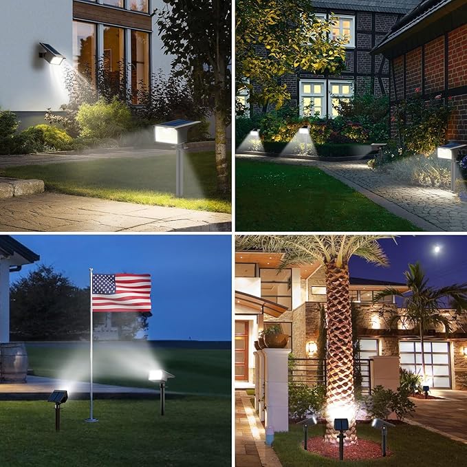 62 LED Solar Garden Spotlights, 3-Mode Waterproof