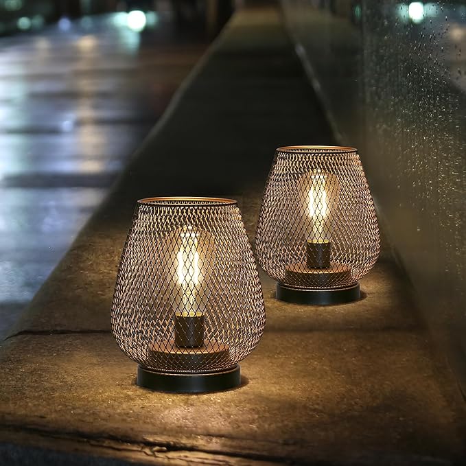 Courtyard Solar Hanging Lanterns, Rustic Garden Decor