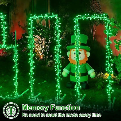 QITONG 2 Pack Green St Patrick's Day Battery Lights, Each 33ft 100 LED Battery Operated String Lights Outdoor, Green Wire Twinkle Christmas Lights Indoor with Remote