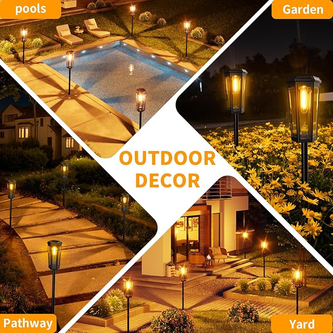 6-Pack Solar Path Lights, Outdoor Driveway LED