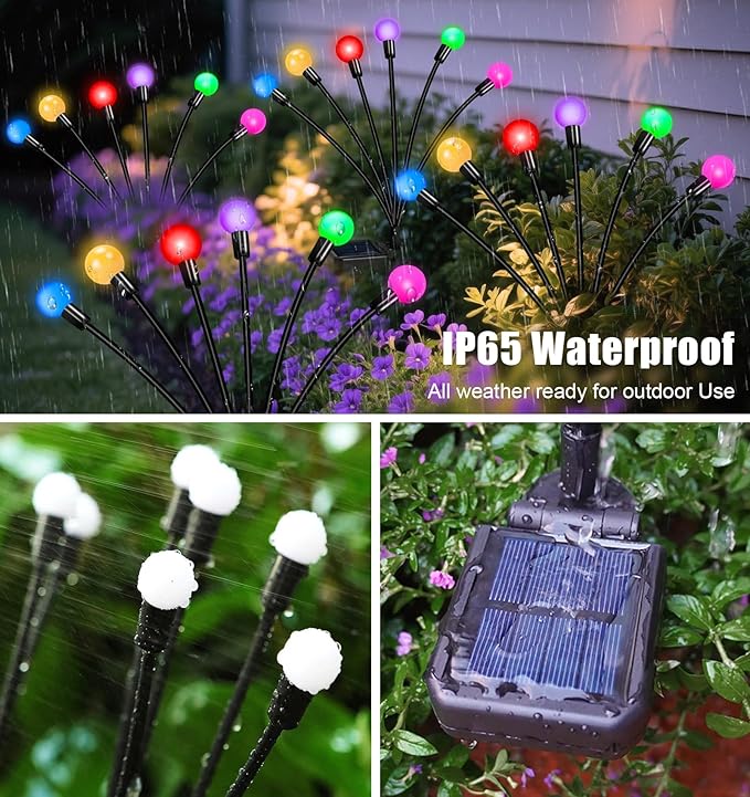 4-Pack RGB Solar Path Lights, Outdoor Yard LED