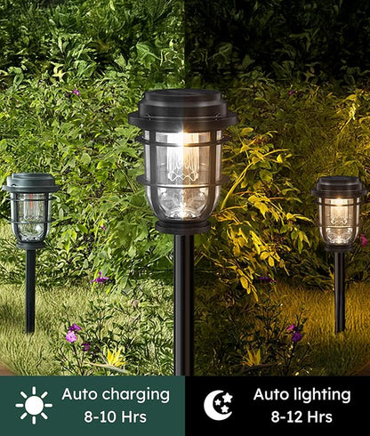 4-Pack Solar Pathway Lights, Bright Auto Garden Lights Decor - Durable Landscape Lighting for Lawn, Patio, Walkway, Driveway, Housewarming Gift Ideas