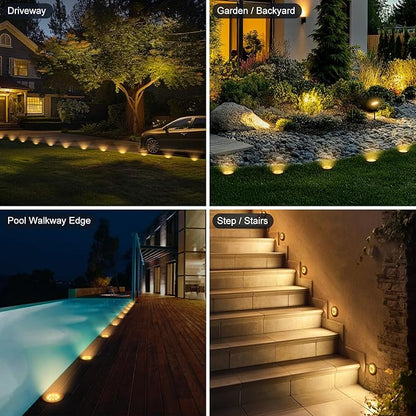 Brightown Solar Lights Outdoor Waterproof, 12 Packs LED In-Ground Lights Outdoor Solar Lights for Yard Patio Garden Lawn Deck Outside Pathway Walkway Sidewalk, Warm White