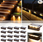 16-Pack Solar Patio Step Lights, Warm White Waterproof