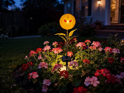 Personified Bobble Face Wind Spinners Sunflower Solar Light Outdoor with Funny Smug Face - Garden Decor, Waterproof Auto-On/Off Pathway, Lawn, Yard Stake Light for Decorations - Single Pack