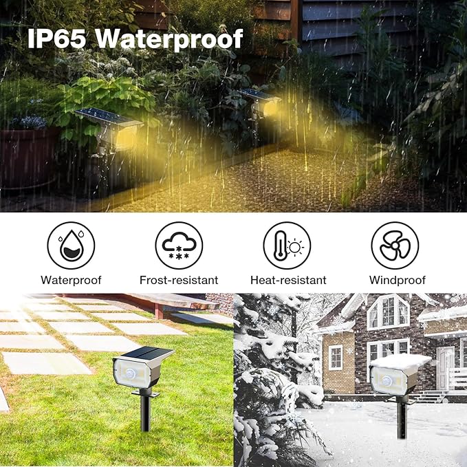 nipify Solar 1 Pack Spot Lights Outdoor Motion Sensor with 3 Modes,Solar Spotlights Outdoor Waterproof 2-in-1 Auto On/Off Landscape Lighting for Outside Yard Wall Garden Pathway, Warm White