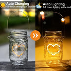 4-Pack Heart Solar Lanterns, Waterproof LED Garden Lights