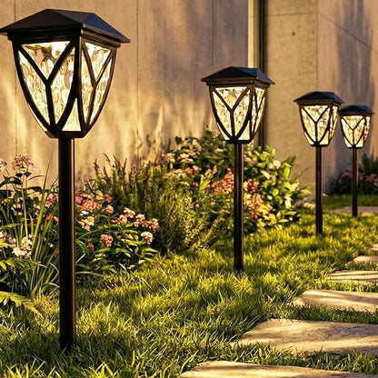 Ensenior Solar Lights Outdoor, 3000K LED Solar Garden Lights for Pathway Yard Patio Walkway Planter Walkway Landscape Lighting, IP65 Waterproof, Energy-Efficient Landscape Lighting, 8-Pack