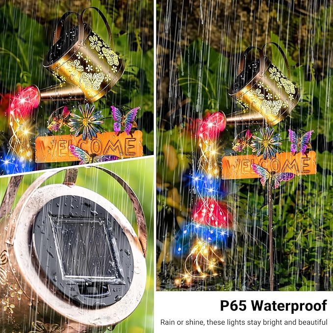 Solar Watering Can Light, Solar Lights Outdoor Decor, Garden Decor Lights for Yard, IP65 Waterproof Hanging Lantern Lights, Gifts for Women Mom, for Yard Patio Lawn Pathway Landscape (Multicolour)
