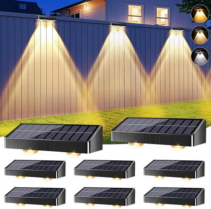 Brizled Solar Fence Lights Outdoor, 6 Modes 2700/4500/6500K 250ml Fence Solar Lights, IP65 Waterproof Outdoor Wall Light Landscape Lighting for Backyard Garden Patio Deck Railing Wall Poolside, 8 Pack