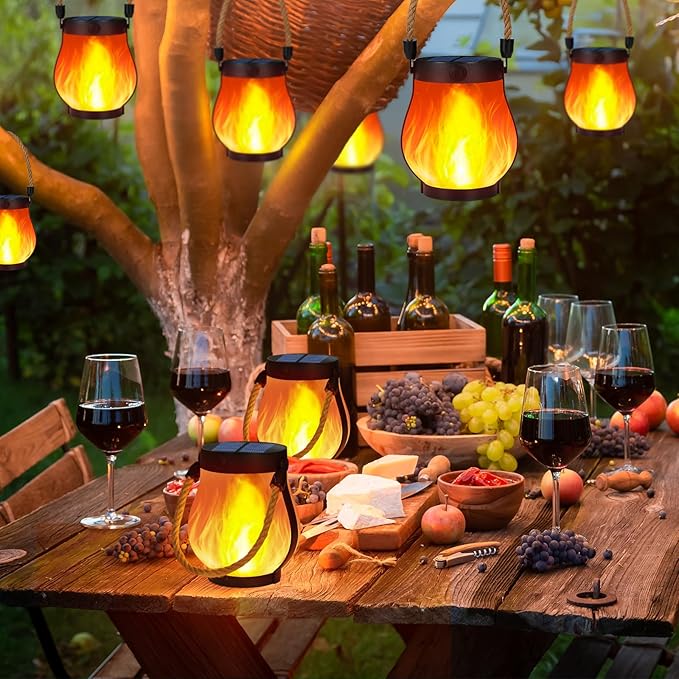 Courtyard Solar Lantern Set 2-Pack, Metal Backyard Lighting