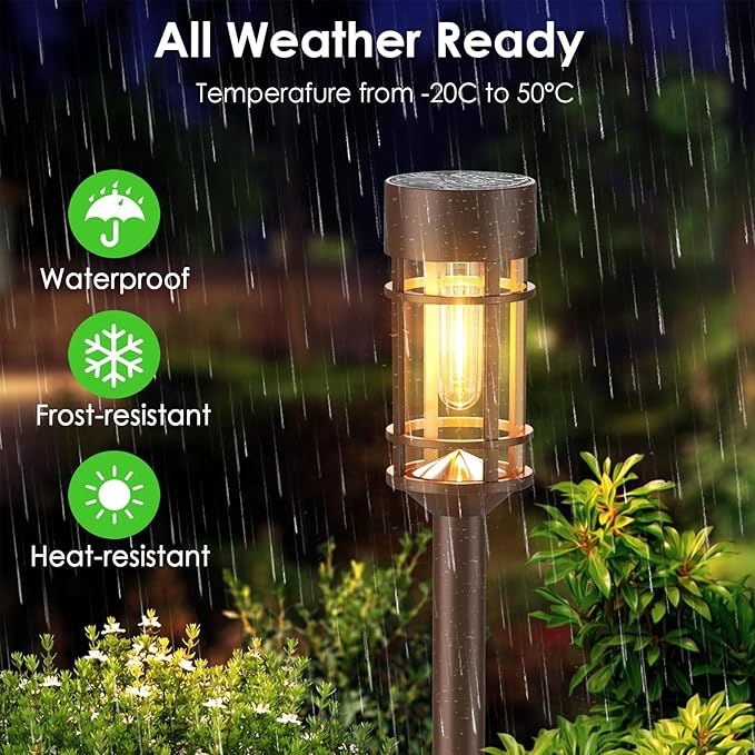 8-Pack Solar Path Lights, Outdoor Yard LED
