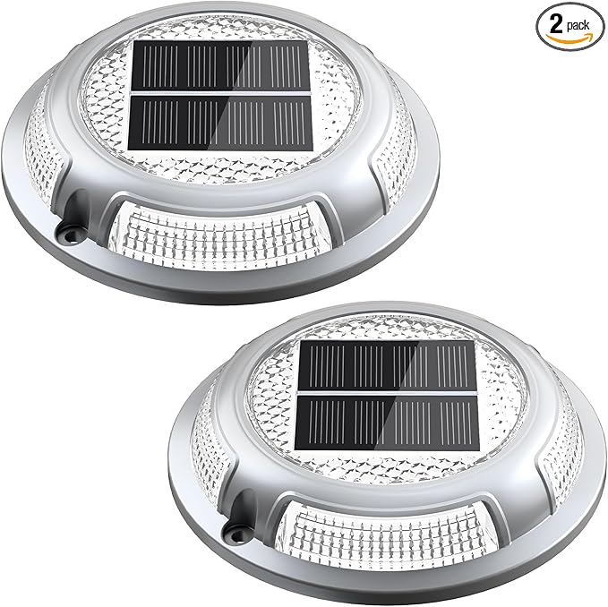Solar Fence Lights 2-Pack, Waterproof LED