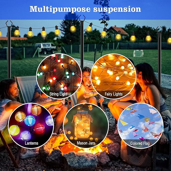 4-Pack 10ft LED Patio String Lights, Waterproof Outdoor
