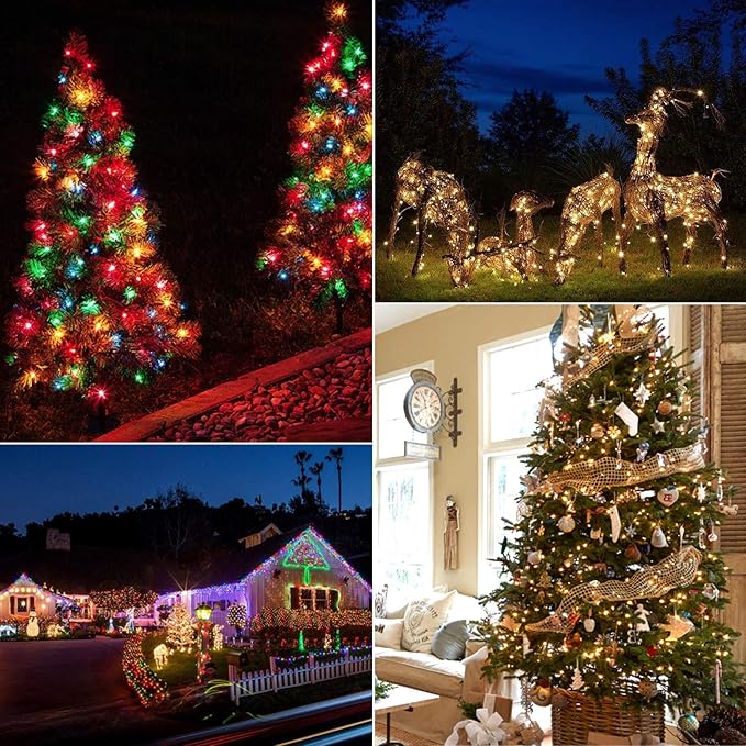 Christmas Backyard String Lights 4-Pack, 50 LED Waterproof