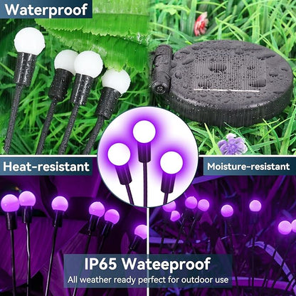 Solar Garden Lights Outdoor Waterproof, 2 Pack 16 LED Swaying Light Firefly Light Outdoor Decor Lights for Pathway Party Christmas Decoration, Unique Gifts for Women, Purple