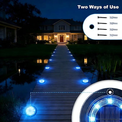 Flacchi Solar Lights Outdoor - Solar Powered Ground Lights Outdoor Solar Disk Light Waterproof Landscape Light for Patio Yard Pathway Walkway Driveway (Blue, 12 Pack)