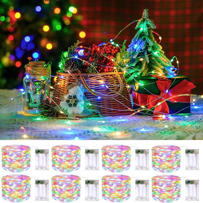 Christmas Fairy Lights 8-Pack, 16ft 50 LED Battery Twinkle Lights