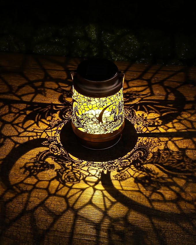 Dragon Decor Solar Lanterns - Waterproof Hanging Lights for Outdoor Garden Patio Lawn Pathway Metal Yard Lighting Decorations Housewarming Birthday Gift for Women Men Friend Dragons Lover