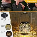 2-Pack Decorative Backyard Solar Lanterns for Patio, Waterproof LED