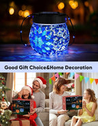 2-Pack Globe Solar Garden Lanterns, Metal Waterproof LED