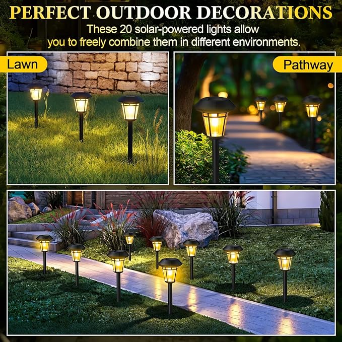 Solar Yard Path Lights 20-Pack, Waterproof