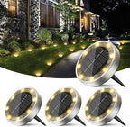 4-Pack Solar Ground Disk Lights, Warm White Waterproof LED