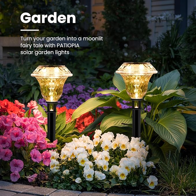 Solar Pathway Lights Garden Decor for Yard, Solar Garden Lights for Outside Waterproof Landscape Lighting, Garden Decorative for Walkway, Driveway, Yard, Landscape, Lawn (8 Pack Warm White)