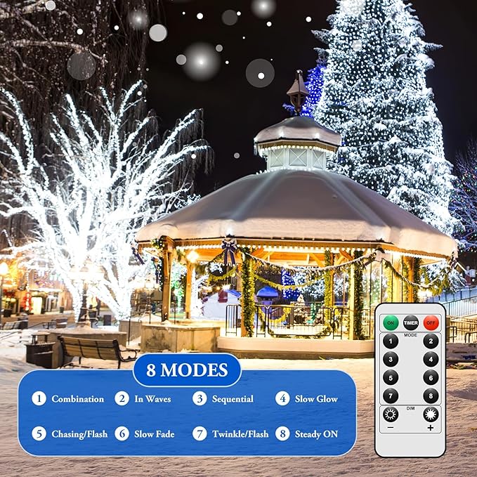 4 Pack 33FT 100 LED Fairy Lights Battery Operated with Timer & Remote, Waterproof Twinkle Lights Indoor Outdoor, 8 Modes Fairy String Lights for Bedroom Classroom DIY Wedding Decorations, Cool White